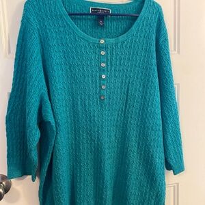 Karen Scott Teal Buttoned Sweater